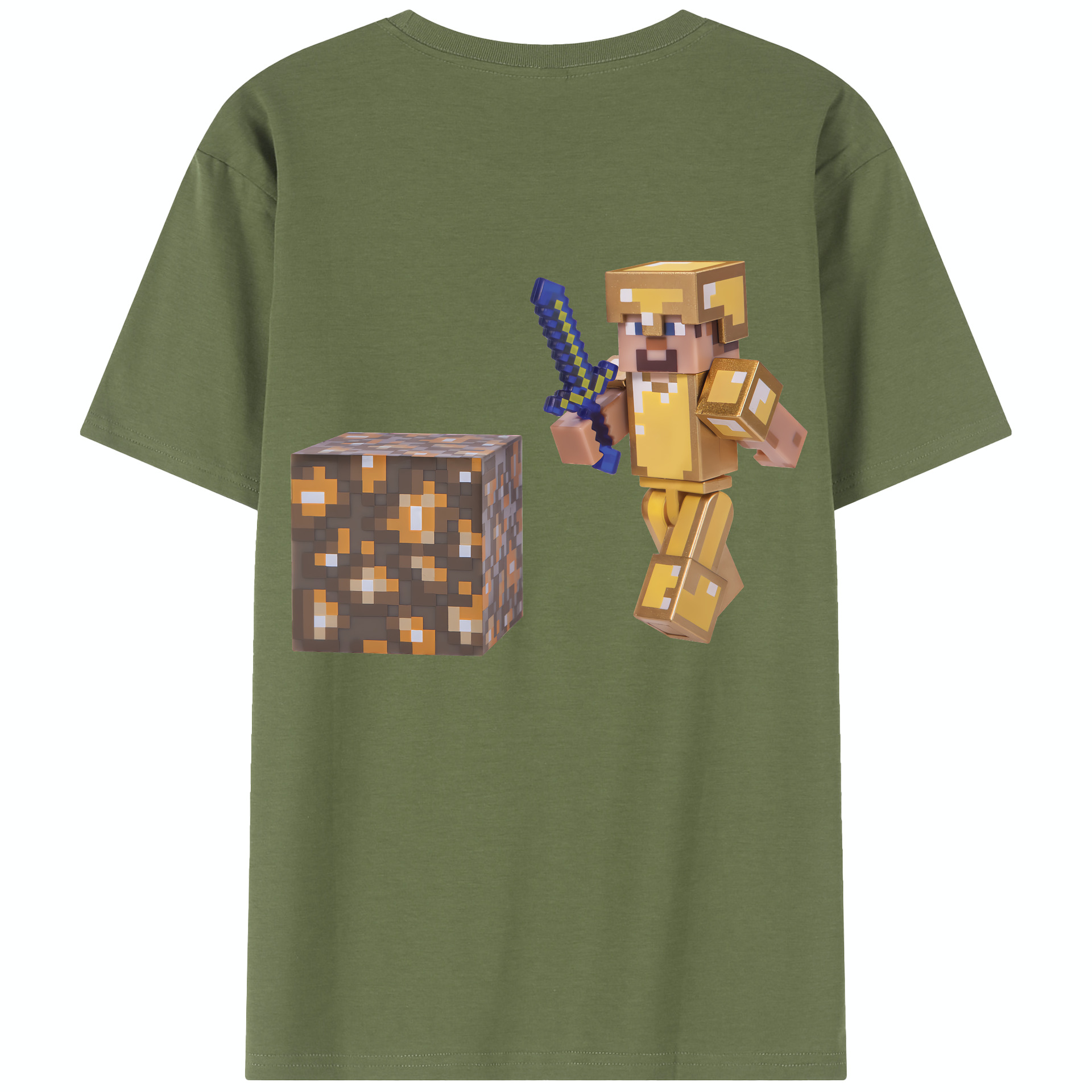 （画像用） マインクラフト ブロックの世界 Minecraft MC Block world 綿100％半袖Tシャツ（背面プリント）